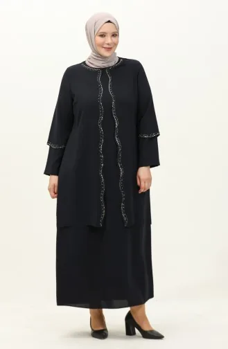 Robe de Soirée Grande Taille 6078-07 Bleu Marine 6078-07