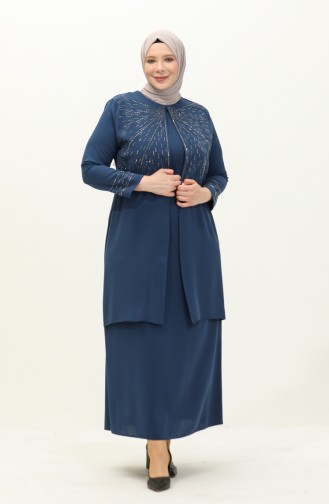 Robe de Soirée Grande Taille 6101-07 Indigo 6101-07