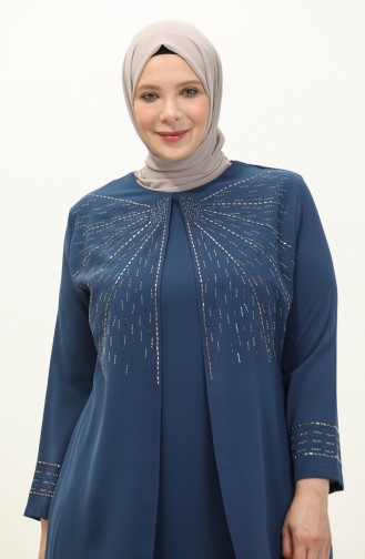 Robe de Soirée Grande Taille 6101-07 Indigo 6101-07