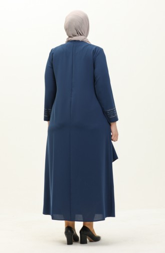 Abendkleid mit Steindruck in Übergröße 6101-07 Indigo 6101-07