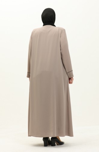 Übergröße Abaya mit Steinen vorne 5051-07 Kreme 5051-07