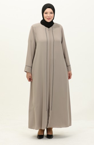 Übergröße Abaya mit Steinen 4005-01 Nerz 4005-01