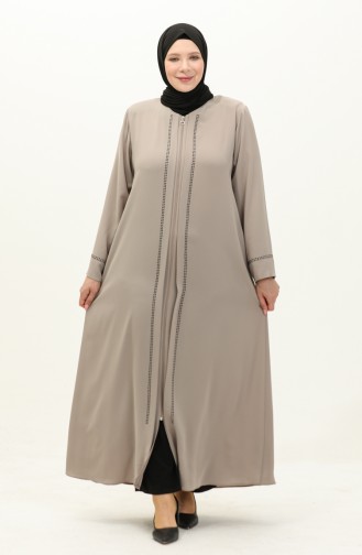 Übergröße Abaya mit Steinen 4005-01 Nerz 4005-01