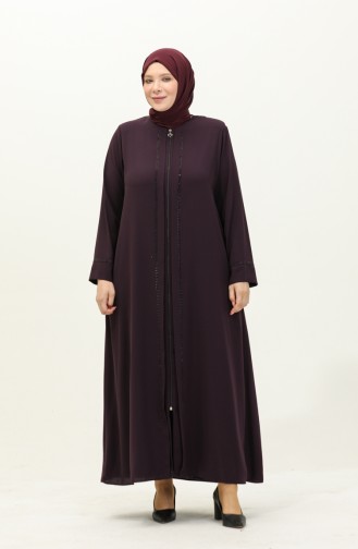 Übergröße Abaya mit Steinen 4005-05 Lila  4005-05