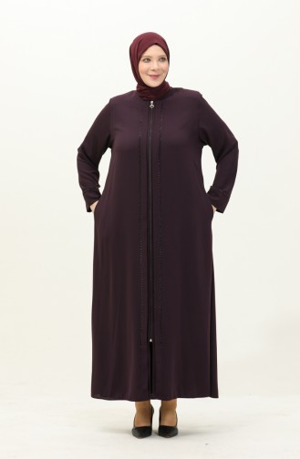 Übergröße Abaya mit Steinen 4005-05 Lila  4005-05