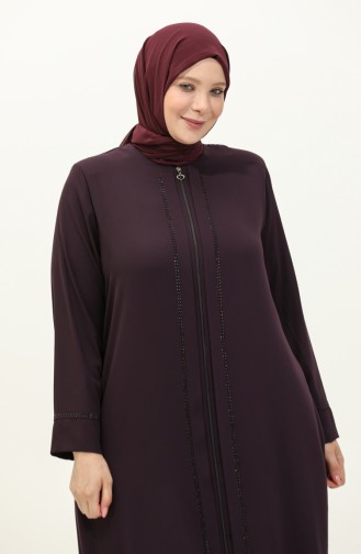 Plus Size Stoned Abaya 4005-05 Plum 4005-05