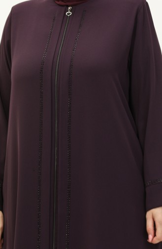 Plus Size Stoned Abaya 4005-05 Plum 4005-05