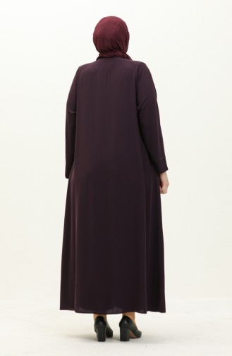 Übergröße Abaya mit Steinen 4005-05 Lila  4005-05