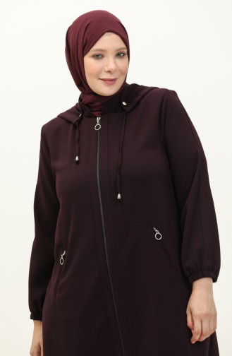 Plus Size Honeycomb Fabric Hooded Cap 6088-07 Plum 6088-07