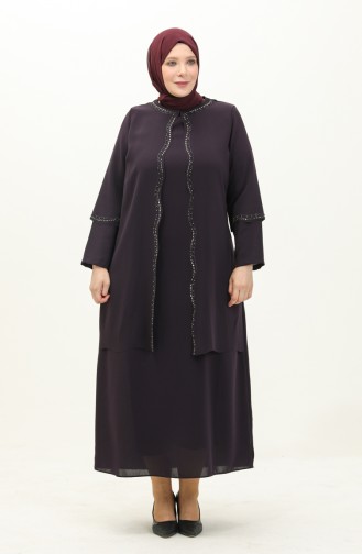 Robe de Soirée Grande Taille 6078-01 Pourpre 6078-01