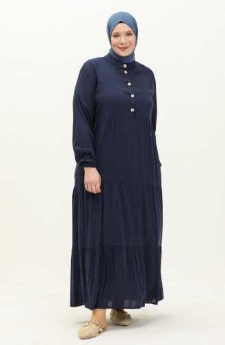 Large Size Viscose Dress 4068-04 Navy Blue 4068-04