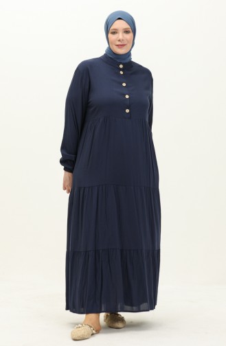 Large Size Viscose Dress 4068-04 Navy Blue 4068-04