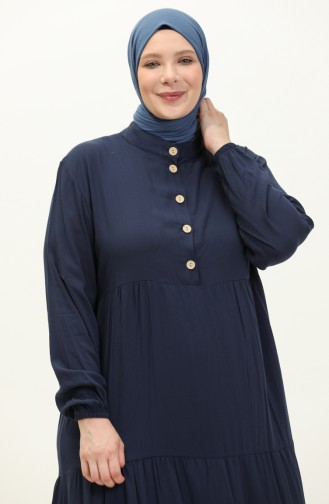 Large Size Viscose Dress 4068-04 Navy Blue 4068-04