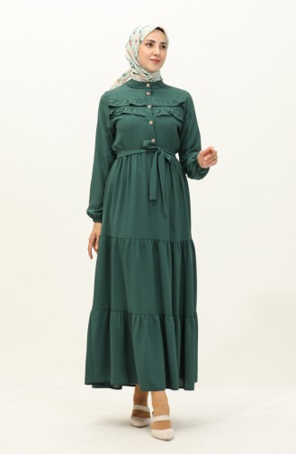 Robe à Ceinture Tissu Aerobin 1004-05 Vert emeraude 1004-05