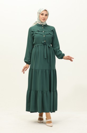 Robe à Ceinture Tissu Aerobin 1004-05 Vert emeraude 1004-05