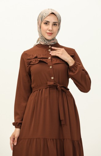 Aerobin Stoff Kleid mit Gürtel 1004-06 Taba 1004-06