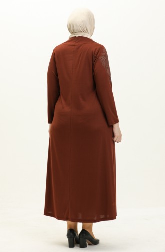 Plus Size Stone Printed Dress 4946-01 Tan 4946-01
