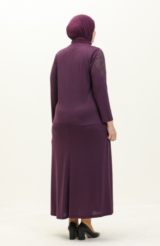 Plus Size Stone Printed Dress 4946-03 Purple 4946-03