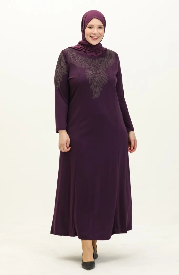 Robe Imprimée Pierre Grande Taille 4946-05 Plum 4946-05