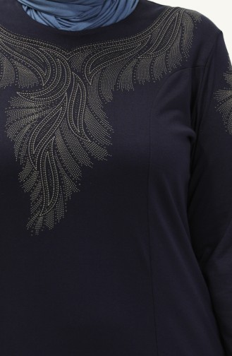 Bedrucktes Kleid aus Stein 4946-06 Marineblau 4946-06