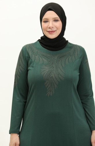 Robe Imprimée Pierre Grande Taille 4946-07 Vert Emeraude 4946-07