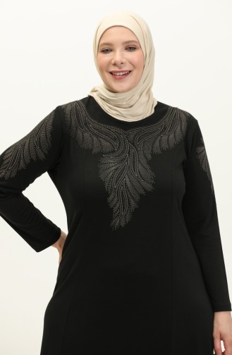 Bedrucktes Kleid in Übergröße aus Stein 4946-09 Schwarz 4946-09