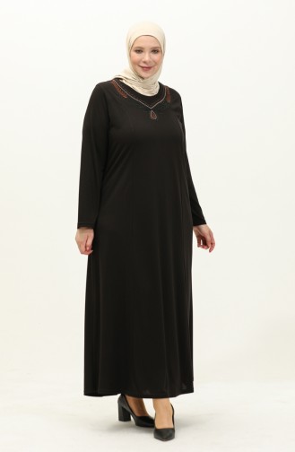 Besticktes Kleid in Übergröße 4950-01 Schwarz 4950-01