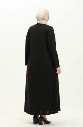 Büyük Beden Nakışlı Elbise 4950-01 Siyah