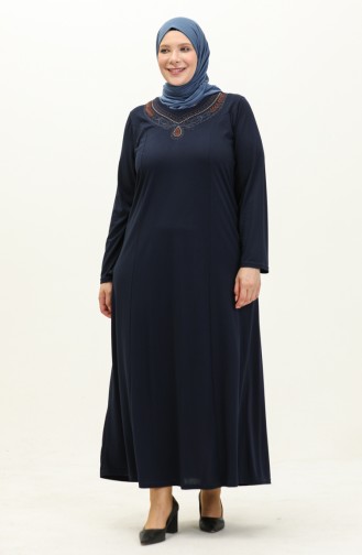 Navy Blue İslamitische Jurk 4950-02