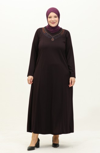 Plus Size Embroidered Dress 4950-03 Plum 4950-03