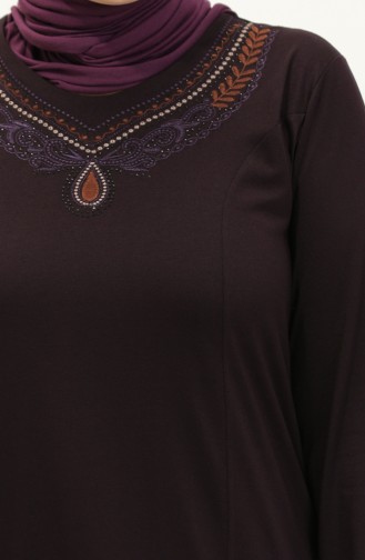 Plus Size Embroidered Dress 4950-03 Plum 4950-03