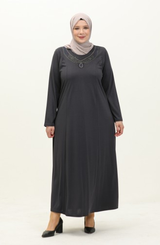 Plus Size Embroidered Dress 4950-05 Gray 4950-05