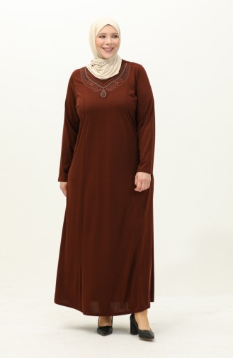 Plus Size Embroidered Dress 4950-06 Tan 4950-06