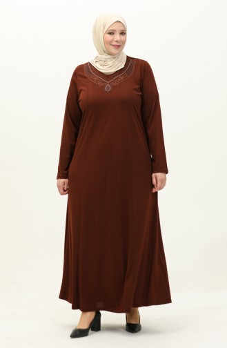 Robe Brodée Grande Taille 4950-06 Tan 4950-06