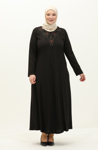 Besticktes Kleid in Übergröße 4952-01 Schwarz 4952-01