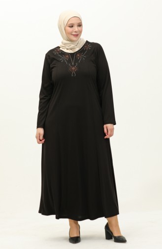 Besticktes Kleid in Übergröße 4952-01 Schwarz 4952-01