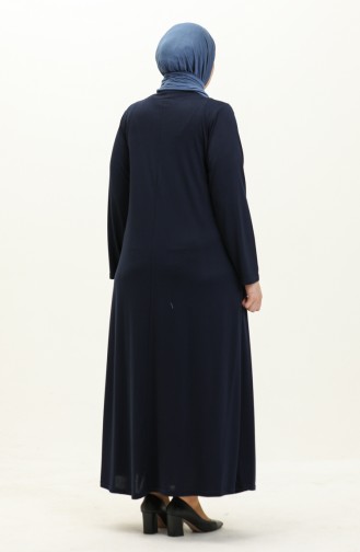 Gesticktes Kleid in Übergröße 4952-02 Marineblau 4952-02