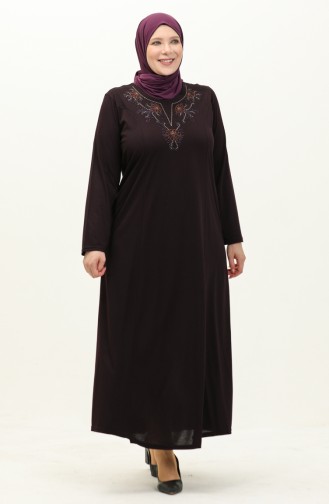 Plus Size Embroidered Dress 4952-03 Plum 4952-03