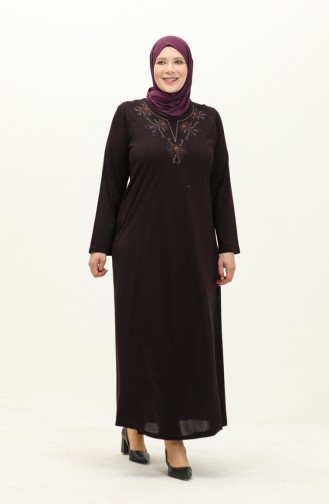 Plus Size Embroidered Dress 4952-03 Plum 4952-03