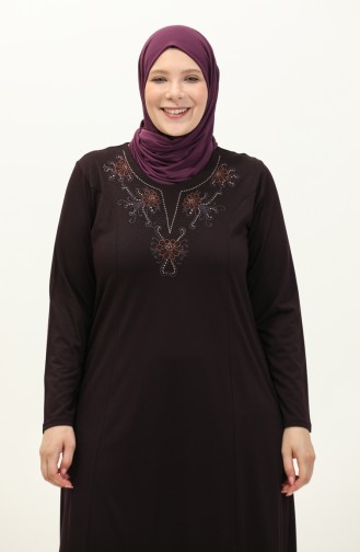 Robe Brodée Grande Taille 4952-03 Plum 4952-03