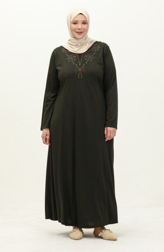 Plus Size Embroidered Dress 4952-04 Khaki 4952-04