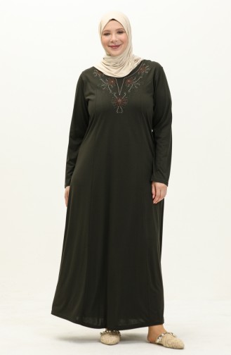 Plus Size Embroidered Dress 4952-04 Khaki 4952-04