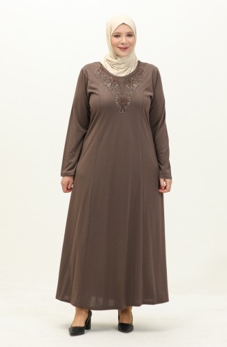 Plus Size Embroidered Dress 4952-05 Mink 4952-05