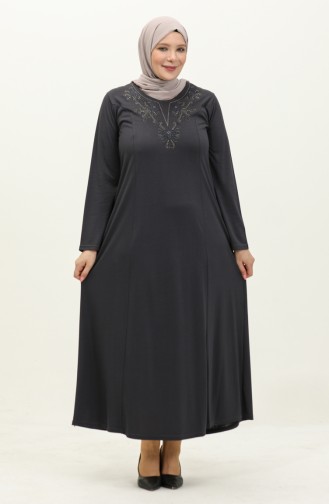 Besticktes Kleid in Übergröße 4952-06 Grau 4952-06