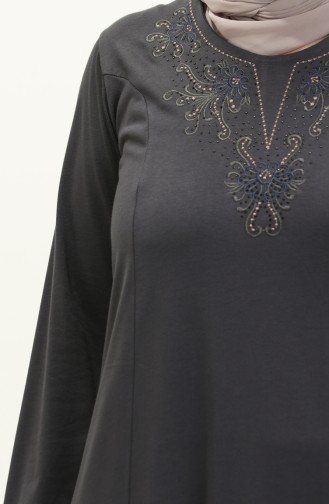 Plus Size Embroidered Dress 4952-06 Gray 4952-06