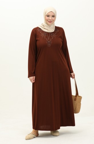 Plus Size Embroidered Dress 4952-07 Tan 4952-07