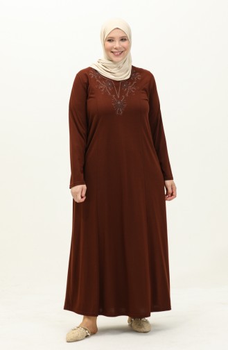 Robe Brodée Grande Taille 4952-07 Tan 4952-07