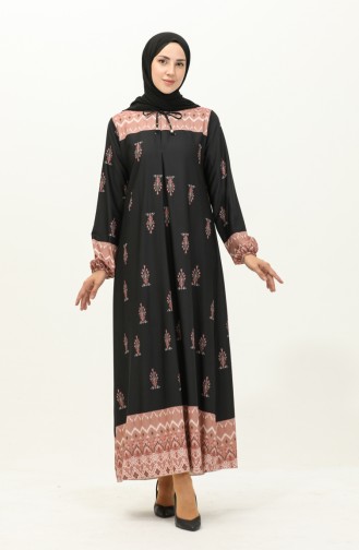 Digital Printed A Pleat Dress 1112-01 Black Mink 1112-01