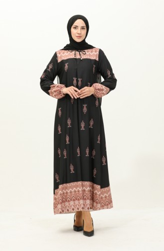 Digital Printed A Pleat Dress 1112-01 Black Mink 1112-01