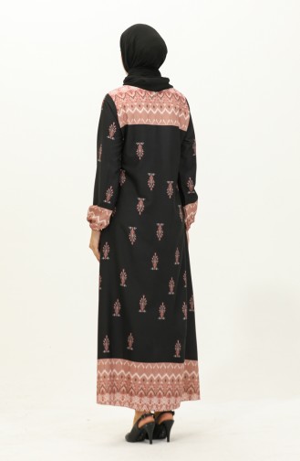 Digital Printed A Pleat Dress 1112-01 Black Mink 1112-01